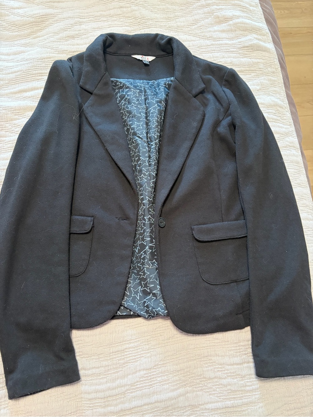 Women's Black Single-Button Tailored Blazer Jacket